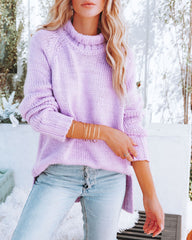 Miss You More Relaxed Mock Neck Knit Sweater - Lavender Ins Street