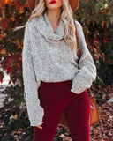 Montage Cowl Neck Knit Sweater - Grey Ins Street