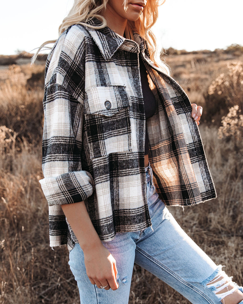 Montgomery Distressed Plaid Shacket Ins Street