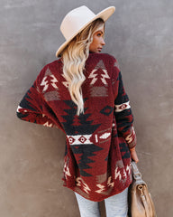 Moraga Pocketed Aztec Cardigan - Brick Ins Street