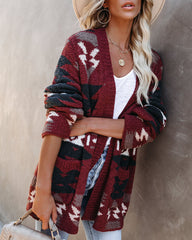 Moraga Pocketed Aztec Cardigan - Brick Ins Street