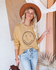 More Smiles Cotton Blend Embroidered Pullover Ins Street