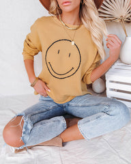 More Smiles Cotton Blend Embroidered Pullover Ins Street