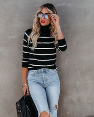 Morty Striped Turtleneck Knit Sweater Ins Street