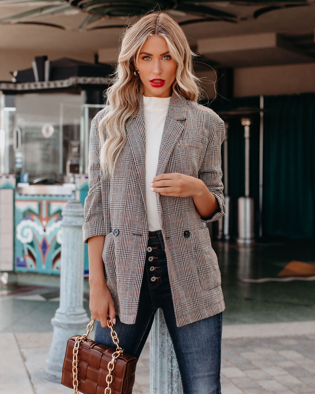 Muir Pocketed Plaid Blazer Ins Street