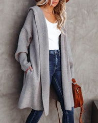 Myres Pocketed Hooded Knit Cardigan - Mocha Ins Street