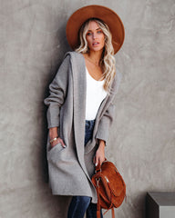 Myres Pocketed Hooded Knit Cardigan - Mocha Ins Street