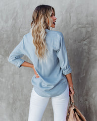 Nehan Cotton Linen Button Down Top - Blue Ins Street