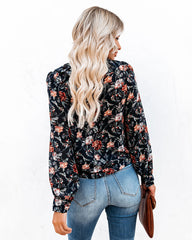 Never Say Never Floral Mock Neck Ruffle Blouse Ins Street