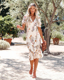 Nicole Floral Smocked Midi Dress - Cream Multi Ins Street