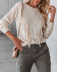 Nigel Fringe Knit Sweater - Ivory Ins Street