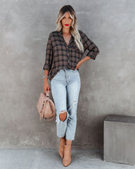 Night Owl Plaid Button Down Top Ins Street