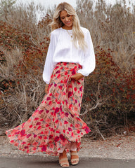 No Lie Floral Pleated Maxi Skirt Ins Street