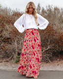 No Lie Floral Pleated Maxi Skirt Ins Street