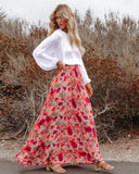No Lie Floral Pleated Maxi Skirt Ins Street