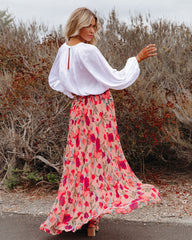 No Lie Floral Pleated Maxi Skirt Ins Street