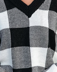 Nonny Checkered Knit Sweater - Black Ins Street