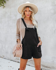 Northwest Cotton Linen Pocketed Romper - Black Ins Street