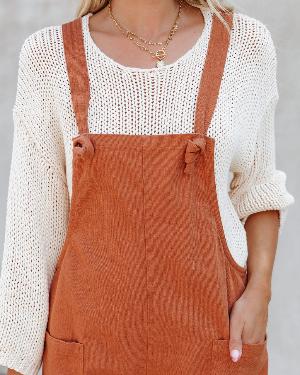 Northwest Cotton Linen Pocketed Romper - Rust Ins Street