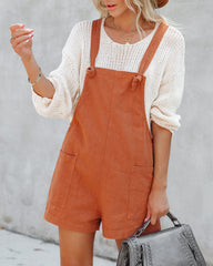 Northwest Cotton Linen Pocketed Romper - Rust Ins Street