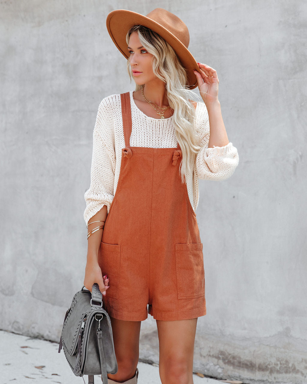 Northwest Cotton Linen Pocketed Romper - Rust Ins Street