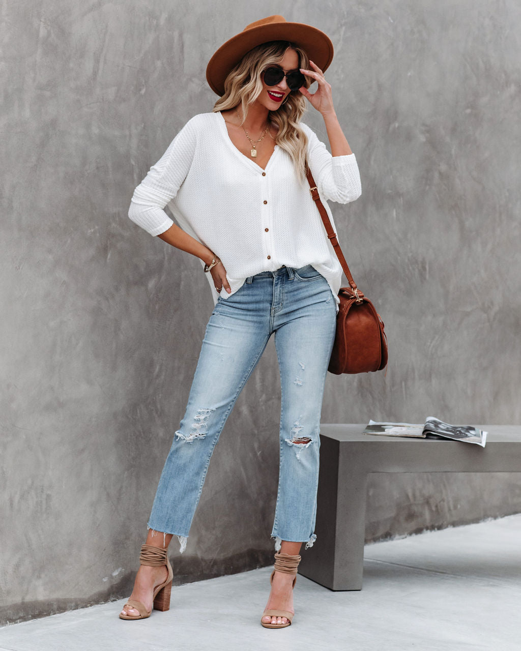 Nothing Without You Thermal Button Down Top - Ivory Ins Street