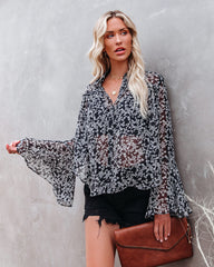 Nova Printed Bell Sleeve Blouse Ins Street