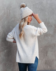 Nysha Mock Neck Knit Sweater - Beige Ins Street