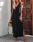 Oakley Pocketed Button Down Maxi Dress - Black Ins Street