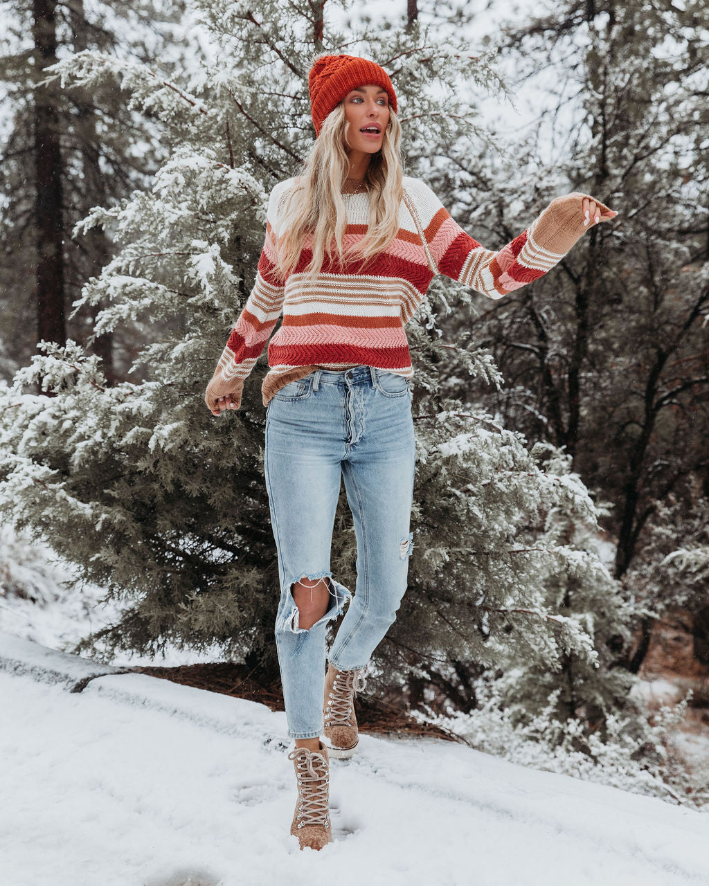 Oakwood Striped Knit Sweater Ins Street