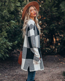 Odelia Pocketed Checkered Knit Cardigan Ins Street
