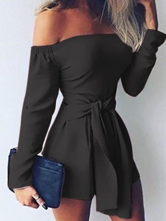 One-Shoulder Long Sleeve Paillette Jumpsuit Ins Street