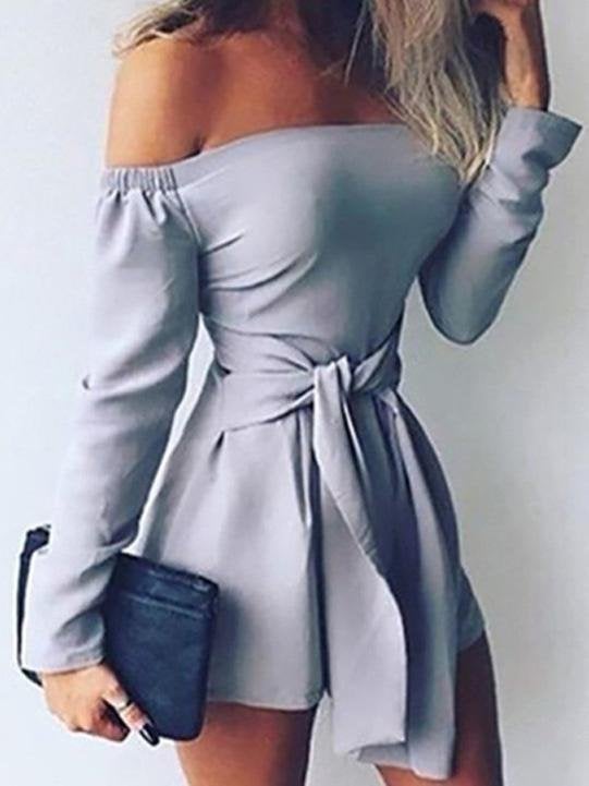 One-Shoulder Long Sleeve Paillette Jumpsuit Ins Street