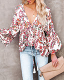 On Repeat Printed Button Down Babydoll Top Ins Street