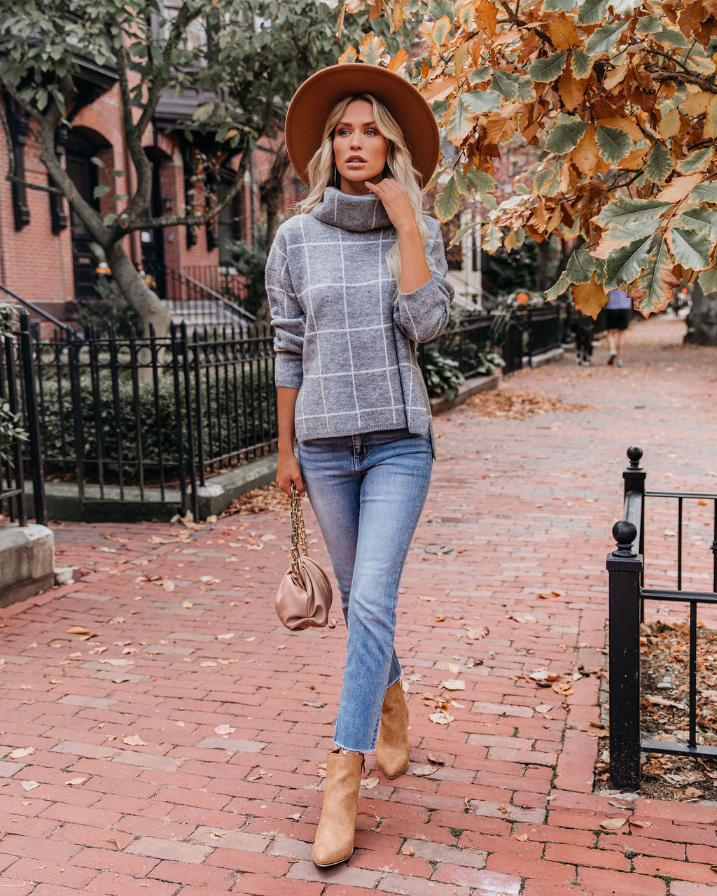 On The Grid Turtleneck Sweater - Grey Ins Street