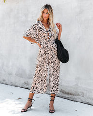 Oui Animal Print Tie Front Jumpsuit Ins Street