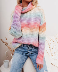 Over The Rainbow Cowl Neck Knit Sweater Ins Street