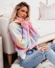 Over The Rainbow Cowl Neck Knit Sweater Ins Street