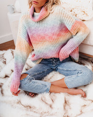 Over The Rainbow Cowl Neck Knit Sweater Ins Street