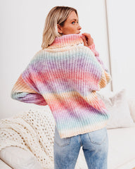 Over The Rainbow Cowl Neck Knit Sweater Ins Street