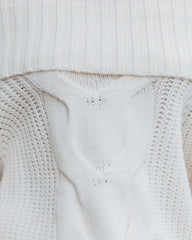 Oxford Off The Shoulder Cable Knit Sweater - Ivory Ins Street