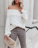 Oxford Off The Shoulder Cable Knit Sweater - Ivory Ins Street