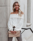 Oxford Off The Shoulder Cable Knit Sweater - Ivory Ins Street