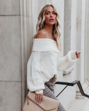 Oxford Off The Shoulder Cable Knit Sweater - Ivory Ins Street