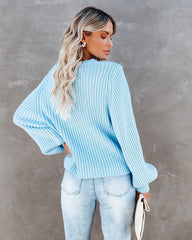 Ozzy Cotton Blend Balloon Sleeve Sweater - Blue Ins Street