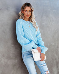 Ozzy Cotton Blend Balloon Sleeve Sweater - Blue Ins Street