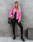 Paddington Distressed Cotton Corduroy Jacket - Hot Pink Ins Street