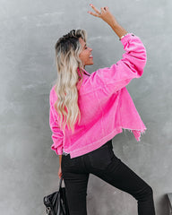 Paddington Distressed Cotton Corduroy Jacket - Hot Pink Ins Street