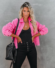 Paddington Distressed Cotton Corduroy Jacket - Hot Pink Ins Street