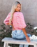 Palermo Linen Puff Sleeve Gingham Wrap Top Ins Street